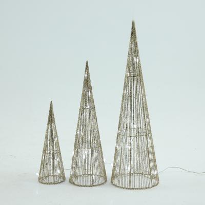 China Indoor Decoration Champagne Christmas Ornaments , Mini Cone Christmas Tree For Holiday / Home Decor for sale