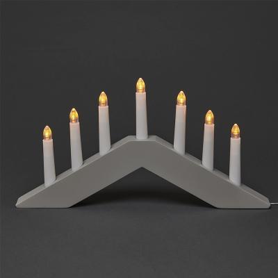 China Indoor Decoration Christmas Light Led Traditional 7 Led Wooden Candle Bridge Light High Quality for sale