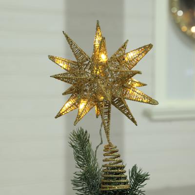 China Home Decor Led Decorations Christmas Tree Topper Glitter Star For Christmas Decorations for sale