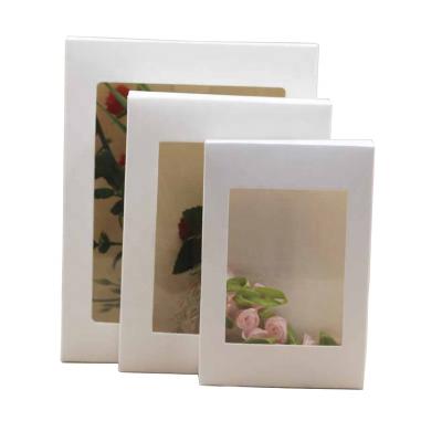 China Recycled Materials Wholesale Cheap PVC Clear Window Box Paper Packaging Gift Simple Window White Paper Box for sale