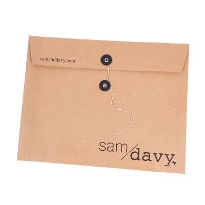 China Packaing Customized Packaging Paper Envelope With Button And String Closure Special Paper Envelope Folder for sale