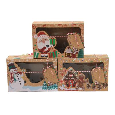 China Wholesale Disposable Party Christmas Gift Box Window Paper Cookies Packing Kraft Paper Boxes For Candy for sale