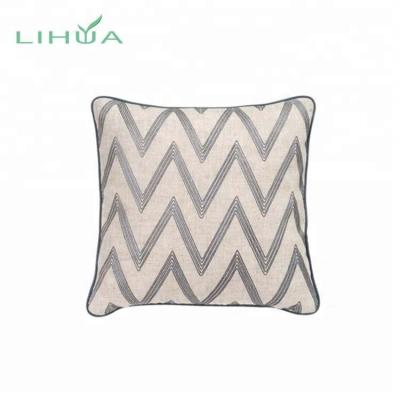 China Anti-Apnea Improve Homes and Gardens Embroidered Chevron Blend Linen Pillow with Coordinating Binding for sale