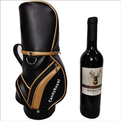 China Leather Hold Golf Wine Bag PU Neoprene Wine CR20-WB9821 11X18X35CM for sale