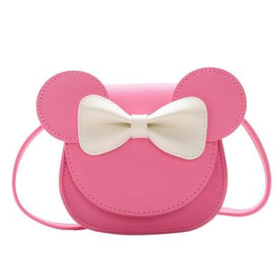 China 2022 new design PORTABLE fashion shoulder bag PU bow pink color cartoon cute bag purse for kids for sale