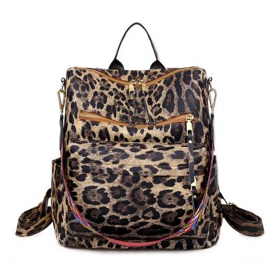 China 2022 New Fashion Leopard Print Waterproof Women's Bags Retro Walk The Handle Portable Bags Female Simple Large Capacity Backpack for sale