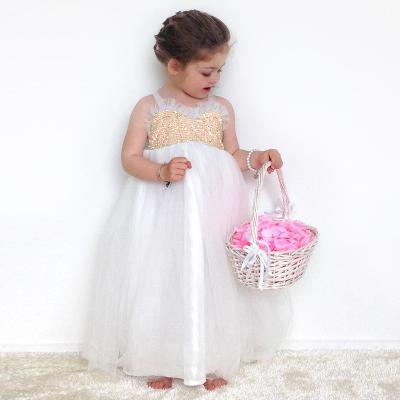 China Princess Sweet Summer Girls Suspender Sequin Dress Wholesale Tulle Baby Strap Maxi Dresses for sale