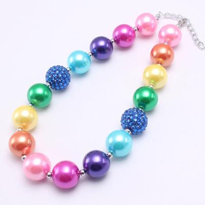 China Environmentally Friendly Wholesale Fashion Styles Kids Baby Jewelry Gift Set Rainbow Colorful Bead Chunky Beaded Necklaces for sale