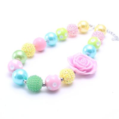 China Handmade Flower Crystal Beads Beaded Necklace Candy Color Rainbow Acrylic Kids Cute Environmental Friendly Jewelry for sale