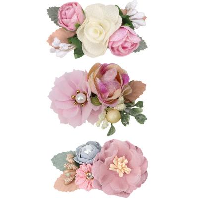 China Hair Accessories Wholesale Gorgeous Pearl Simulated Flower Hairpins Baby Photo Props Children's Hair Accessories Vintage Flower Clip 3pc/set for sale