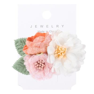 China Hair Accessories Wholesale Simulation Flower Hairpins Baby Pink Photo Props Children's Hair Accessories Vintage Flower Clip Set for sale