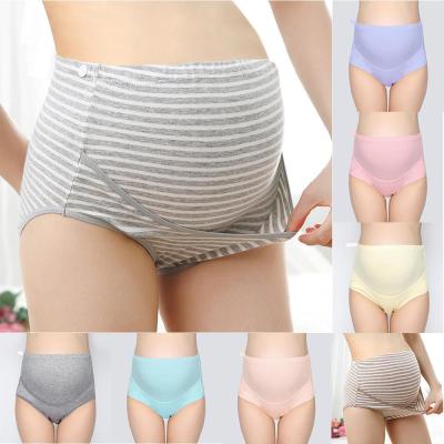 China Anti-allergy Panties Maternity Women's High-Waist Panties Solid Stripe Care Seamless Soft Abdomen Underwear Suggest Pregnant Panties for sale