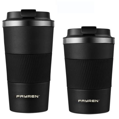 China Fayren Double Wall Stainless Steel Tumbler Anti-Slip Insulated Coffee Travel Mug PORTABLE Tumbler Coffee Cups with Silicone Sleeve for sale