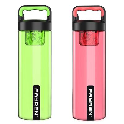 China Viable Custom Colored Plastic Infusion Portable Transparent Clear Plastic Fruit Water Bottle Sport Logo Plastic Water Bottle for sale