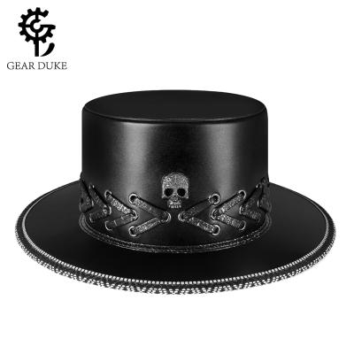 China New Fashion Plush PU Steampunk Leather Top Hat Top Hat For Men's Party Halloween Carnival Role Playing Props Props for sale