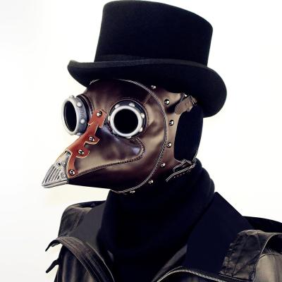 China Halloween Styles GearDuke's New Steampunk Plague Doctor Mask Brown PU Leather Birds Beak Mask Halloween Art Cosplay Carnival Costume Props for sale