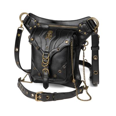 China Custom women's anti-theft packing custom women shoulder PU steampunk fashion outdoor fashion backpack leather waist bags for sale