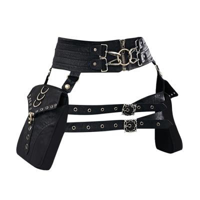 China Vintage Steampunk Leg LeatherShould Women Waist Bag Waterproof Anti-theft Waist Bag PU Sling Heavy Metal Bag for sale