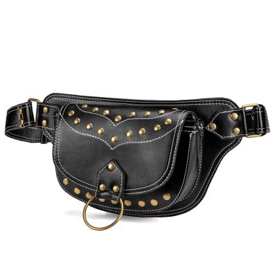 China Steampunk Fasion Anti-theft Movable Belt Girls Leather Outdoor Motorcycle Bags Sports Waist Bag PU Bag for sale