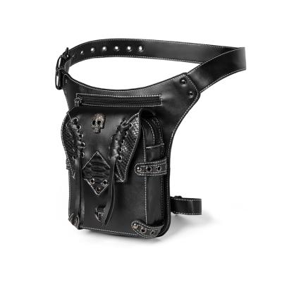 China Steampunk Anti-theft Leather Gothic Shoulder Fanny Packs Waist Bags Drop Leg Arm Backpack Waist Bag for sale