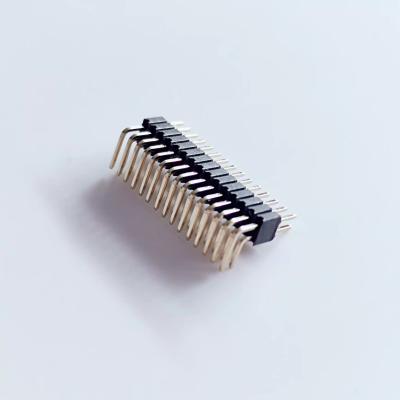 China PA6T+30% Pitch UL94V-0 1.27 Pin Header Double Row Right Angle Type - 2 To 100 Pin PCB Connector for sale