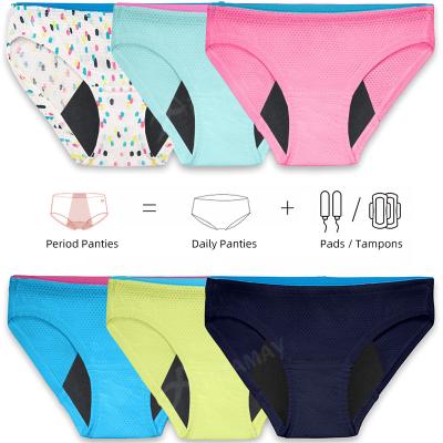 China Antibacterial Waterproof Sanitary Period Panties Girls Underwear Airtamay Menstrual Panties for Teens Kids Pantyhose Menstrual for sale