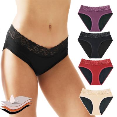 China Airtamay Washable Panties 4 Layers Lace Proof Period Underwear Women Antibacterial Leak Proof Menstrual Panties Wholesale for Women for sale