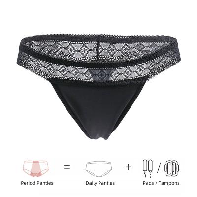 China Girls Antibacterial Sanitary Period Thong Lace Fashion Underwear Panties Menstrual Incontinence Leakproof for sale