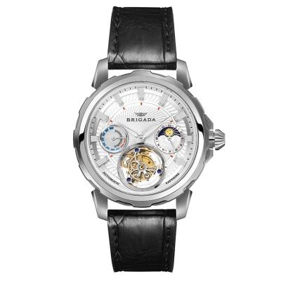 China Automatic Mechanical Moon Phase Tourbillon Flying Watch For Man for sale