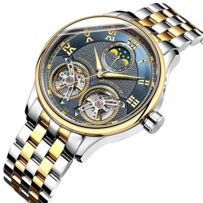 China High quality OEM stainless steel double day/date men's mechanical tourbillon moonphase watch for sale