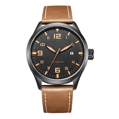 China Water Resistant Cheap Price Design Minimalist Calendar Leather Luxury Casual Self-winding Mechanic Man Watches Waterproof Men's Watch for sale