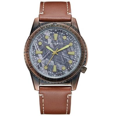 China Brigada Waterproof or OEM Classic Mens Luxury Watches Leather Male Clock Analog Quartz Watches Waterproof Men Wrist Watch for sale