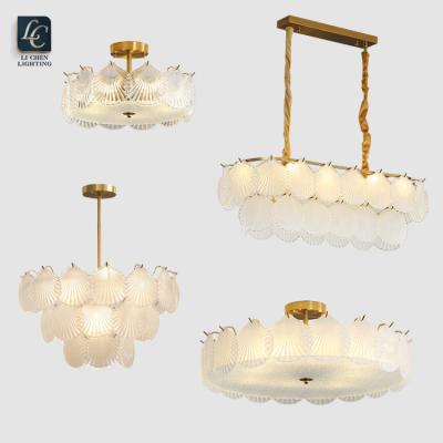 China Modern Indoor Vintage Design Decoration Brass Color LED Hanging Glass Pendant Light for sale