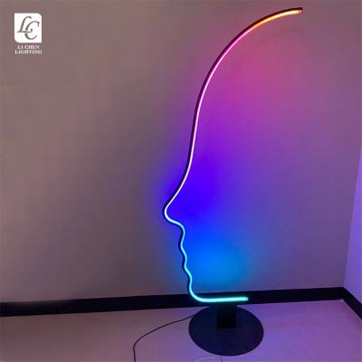 China Modern Unique Indoor Home Living Room Decoration Style Aluminum LED Floor Lamp Bedroom RGB Floor Lamp for sale