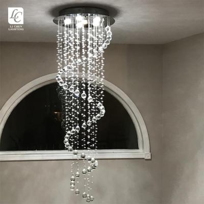 China Wholesale Modern Indoor Decoration Living Room Staircase Crystal Stainless Steel LED Chandelier Light for sale