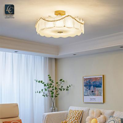 China Surface Mounted Hallway Modern Indoor Villa Hotel Decoration Luxury Style LED Glass Ceiling Lamp for sale