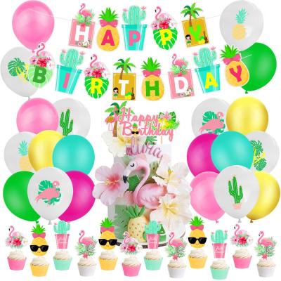 China Hawaiian New Year Summer Holiday Decoration Set Flamingo Party Supplies for sale