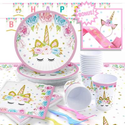 China New Year Product Service 6/12/18 Child Favors Decorations Set Birthday Unicorn Party Supplies for sale