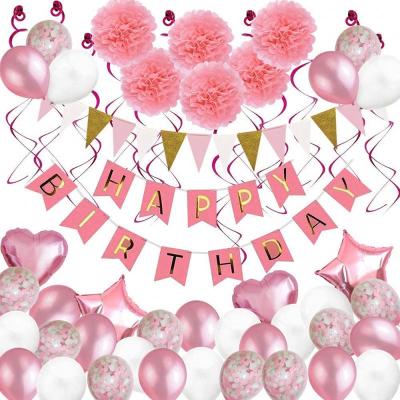 China New Year Party Decoration Pink Birthday Party Supplies Balloon Decoration Set for sale