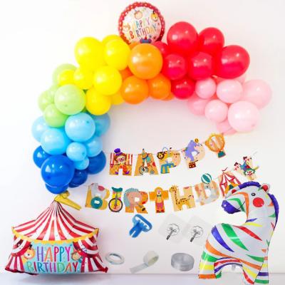 China New Year Circus Theme Foil Balloon Animal Garland Kit Party Decoration Happy Birthday Banner for sale