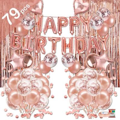 China Newest Sale New Year Happy Birthday Party Supplies Rose Gold Happy Birthday Foil Balloon Happy Birthday Party Decoration Kits for sale