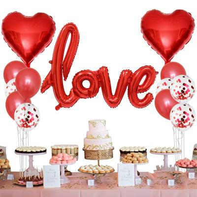 China New Year Rose Gold Love Heart Confetti Letter Balloon Set Globos Wedding Valentine's Day Baby Shower Birthday Party Decoration Supplies for sale