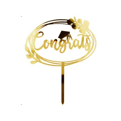 China 2021 New Year Congratulations Graduate Cake Topper Class of 2021 Graduate Supplies Rose Gold Graduation Cake Toppers Party Decorations for sale