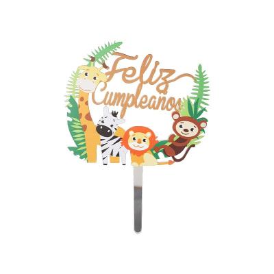 China Acrylic Cake Topper Feliz Cumpleanos Cake Topper Happy Birthday New Year Cake Topper Custom 3D Spanish Impressions for sale