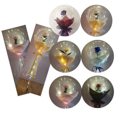 China Luxurious Led Yellow Red Light Champagne Rose Bobo Balloons With Stand New Year Sun Flower Pink Purple Led For Mother's Day Valentine Gift for sale