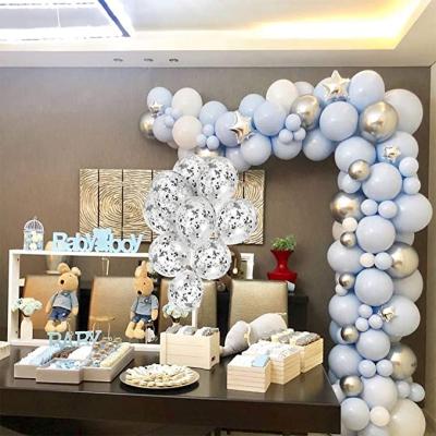 China New Year Blue Latex Metallic Silver Balloons Arches Kit For Baby Shower Boy Birthday Party Wedding Graduation Birthday Decoration X0934 for sale