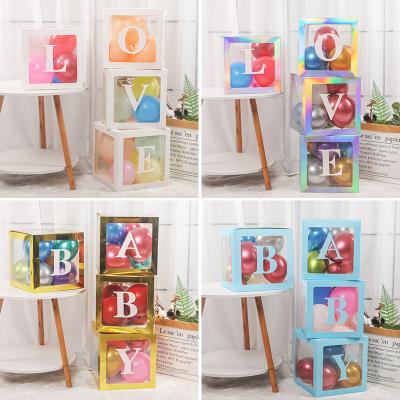 China Transparent New Year Balloons Boxes Decor with LOVE Letters Bridal Showers Birthday Party Backdrop for sale