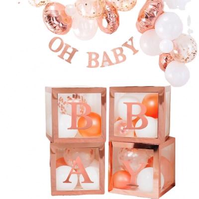 China New Year Baby Shower Decorations Transparent Balloon Box With Letter For Birthday Party Decorations Supplies for sale