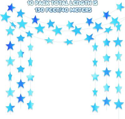 China New Year 130 Feet Twinkle Garland Banner Hanging Decoration For Graduation Class Of 2022 Graduate Blue Star Paper Of 2022 Congratulations for sale