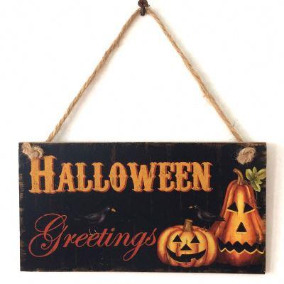 China New Year's Eve Halloween Crafts Decor Listings Carnival Wooden Night Wooden Party Decor Hanging Signs for sale